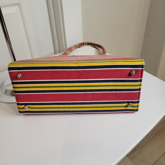 KATE SPADE VINTAGE MIXED COLOR STRIPE CANVAS SHOULDER BAG - Picture 11 of 11